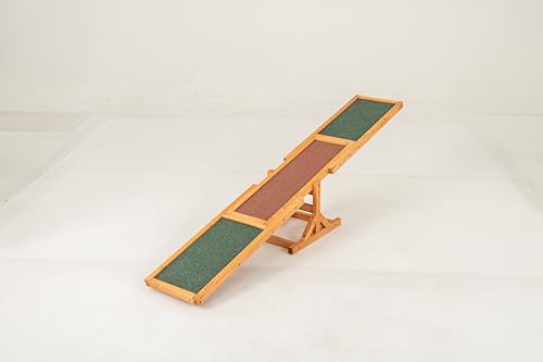 COSTWAY Hundewippe Holz, Hunde Agility Wippe, Outdoor Hundesport für Balance-Training, für kleine & große Hunde bis 60 kg, wetterfestes Spielset, 179 x 30 x 55 cm (Gelb) von COSTWAY