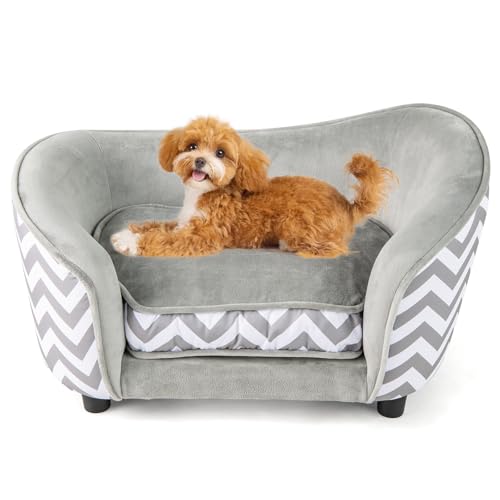 COSTWAY Katzenbett, kleines Hundesofa, 70 x 41 x 40 cm, Katzensofa mit weichem gepolstertem Kissen & waschbarem Bezug, Haustiersofa für kleine Hunde Katzen, Katzencouch bis 50 kg, Grau+Weiß COSTWAY Katzenbett, kleines Hundesofa, 70 x 41 x 40 cm, Katzensofa mit weichem gepolstertem Kissen & waschbarem Bezug, Haustiersofa für kleine Hunde Katzen, Katzencouch bis 50 kg, Grau+Weiß von COSTWAY