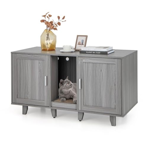 COSTWAY Katzenklo Schrank für 2 Katzen, Katzenschrank für Katzentoilette, Katzenhaus mit 2 Türen & Kratzbrett & Eingang, Katzenmöbel Beistelltisch, für Hunde Haustier, 120x52x65cm (Dunkelgrau) COSTWAY Katzenklo Schrank für 2 Katzen, Katzenschrank für Katzentoilette, Katzenhaus mit 2 Türen & Kratzbrett & Eingang, Katzenmöbel Beistelltisch, für Hunde Haustier, 120x52x65cm (Dunkelgrau) von COSTWAY