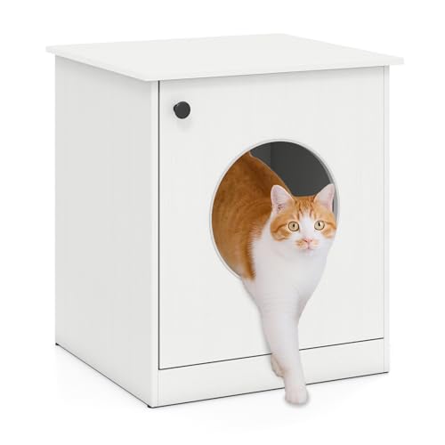COSTWAY Katzenschrank Katzenklo Schrank, Katzentoilette mit Tür & großem Eingang, Katzenhaus Beistelltisch Holz, Katzenhöhle für kleine und mittlere Katzen, modern, Weiß, 51 x 47 x 57 cm COSTWAY Katzenschrank Katzenklo Schrank, Katzentoilette mit Tür & großem Eingang, Katzenhaus Beistelltisch Holz, Katzenhöhle für kleine und mittlere Katzen, modern, Weiß, 51 x 47 x 57 cm von COSTWAY
