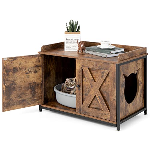 COSTWAY Katzenschrank Katzentoilette, Katzenhaus mit 2 Türen & Eingang, Katzenhöhle Katzenklo Schrank, für Katzen Hunde Haustier, Haustierbox Haustierkiste, Beistelltisch Katzenmöbel, Vintagebraun COSTWAY Katzenschrank Katzentoilette, Katzenhaus mit 2 Türen & Eingang, Katzenhöhle Katzenklo Schrank, für Katzen Hunde Haustier, Haustierbox Haustierkiste, Beistelltisch Katzenmöbel, Vintagebraun von COSTWAY