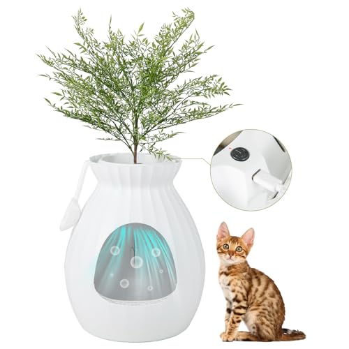 COSTWAY Katzentoilette, intelligente Geruchsentfernung & Sterilisation | Blumentopf-Stil | Türvorhang | 63L, Katzenklo für Katzen, mit Kunstpflanze, Kieselsteinen & Schaufel, 50x50x59cm (Weiß) COSTWAY Katzentoilette, intelligente Geruchsentfernung & Sterilisation | Blumentopf-Stil | Türvorhang | 63L, Katzenklo für Katzen, mit Kunstpflanze, Kieselsteinen & Schaufel, 50x50x59cm (Weiß) von COSTWAY