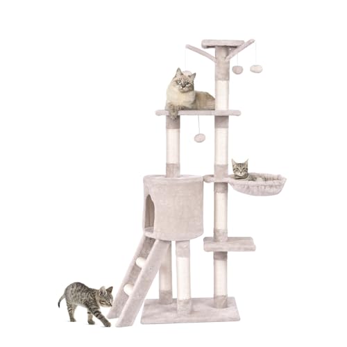 COSTWAY Kratzbaum, 140 cm, Katzenbaum mit Plattformen, Katzenhöhle, Spielball, Leiter, Sisalpfosten & Korb, Katzenkratzbaum Katzen Katzenmöbel, Kletterbaum Aktivitätsbaum, Beige COSTWAY Kratzbaum, 140 cm, Katzenbaum mit Plattformen, Katzenhöhle, Spielball, Leiter, Sisalpfosten & Korb, Katzenkratzbaum Katzen Katzenmöbel, Kletterbaum Aktivitätsbaum, Beige von COSTWAY