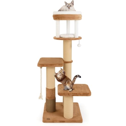 COSTWAY Kratzbaum Holz, 164cm, Katzenbaum mit Plattformen & Katzenbett & Fellbürste & Spielzeug & Sisalseil, Katzenkratzbaum Katzen Katzenmöbel, Kletterbaum Aktivitätsbaum Spielbaum, Braun COSTWAY Kratzbaum Holz, 164cm, Katzenbaum mit Plattformen & Katzenbett & Fellbürste & Spielzeug & Sisalseil, Katzenkratzbaum Katzen Katzenmöbel, Kletterbaum Aktivitätsbaum Spielbaum, Braun von COSTWAY