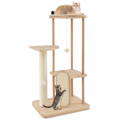 COSTWAY Kratzbaum Holz, Katzenbaum mit Kratzbrett & Plattformen & Sisalpfosten & Spielzeug, Katzenkratzbaum Katzenturm Modern, Katzen Katzenmöbel, Aktivitätsbaum Kletterbaum Spielbaum, Natur COSTWAY Kratzbaum Holz, Katzenbaum mit Kratzbrett & Plattformen & Sisalpfosten & Spielzeug, Katzenkratzbaum Katzenturm Modern, Katzen Katzenmöbel, Aktivitätsbaum Kletterbaum Spielbaum, Natur von COSTWAY
