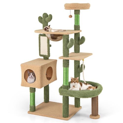 COSTWAY Kratzbaum Kaktus, Katzenbaum mit Plattformen, Bürste, Spielzeug, Sisalseil, Raumkapsel & Katzenhöhle, Katzenturm Katzenmöbel Katzen, Katzenkratzbaum Spielbaum Holz, Grün+Braun (150cm hoch) COSTWAY Kratzbaum Kaktus, Katzenbaum mit Plattformen, Bürste, Spielzeug, Sisalseil, Raumkapsel & Katzenhöhle, Katzenturm Katzenmöbel Katzen, Katzenkratzbaum Spielbaum Holz, Grün+Braun (150cm hoch) von COSTWAY
