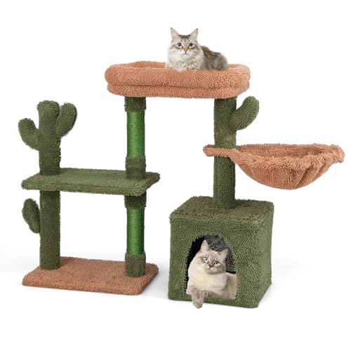 COSTWAY Kratzbaum Kaktus, Katzenbaum mit Plattformen, Hängematte, Katzenhöhle, Sisalpfosten &, waschbarem Kissen, Katzenturm Katzenmöbel Katzen, Katzenkratzbaum Spielbaum Holz, Grün+Braun (81cm hoch) COSTWAY Kratzbaum Kaktus, Katzenbaum mit Plattformen, Hängematte, Katzenhöhle, Sisalpfosten &, waschbarem Kissen, Katzenturm Katzenmöbel Katzen, Katzenkratzbaum Spielbaum Holz, Grün+Braun (81cm hoch) von COSTWAY