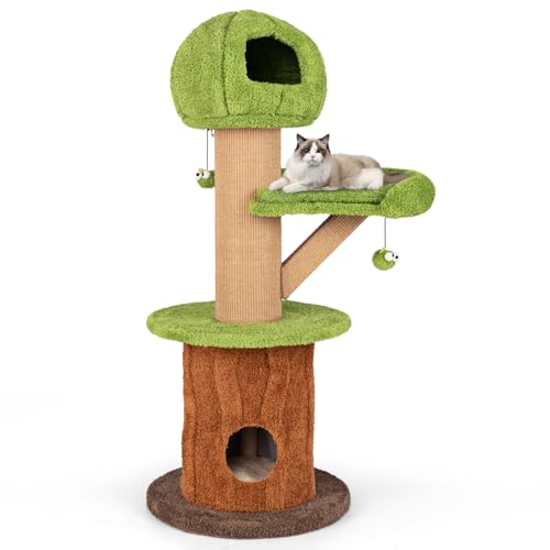COSTWAY Kratzbaum Katzen, Katzenbaum mit Katzenhöhle & Katzenhaus, Baumform, Katzenturm mit Liegefläche, Ball, Sisal-Teppich, Katzenkratzbaum Kletterbaum, Braun+Grün, 60x60x148cm COSTWAY Kratzbaum Katzen, Katzenbaum mit Katzenhöhle & Katzenhaus, Baumform, Katzenturm mit Liegefläche, Ball, Sisal-Teppich, Katzenkratzbaum Kletterbaum, Braun+Grün, 60x60x148cm von COSTWAY