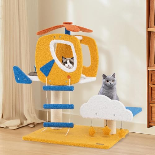 COSTWAY Kratzbaum Klein, Hubschrauber-Thema, Katzenbaum mit Wolken-Plattform, Spielzeug, Sisal-Kratzsäulen & Leiter, Katzenkratzbaum, Katzen Katzenmöbel Kletterbaum, 58,5 x 48,5 x 76 cm, Blau COSTWAY Kratzbaum Klein, Hubschrauber-Thema, Katzenbaum mit Wolken-Plattform, Spielzeug, Sisal-Kratzsäulen & Leiter, Katzenkratzbaum, Katzen Katzenmöbel Kletterbaum, 58,5 x 48,5 x 76 cm, Blau von COSTWAY