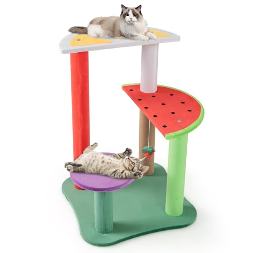 COSTWAY Kratzbaum Klein, Niedliches Obstthema, 69 cm, Katzenbaum mit Plattformen & Erdbeerball & Kratzpfosten, Katzenkratzbaum Katzen Katzenmöbel, Kletterbaum Aktivitätsbaum Spielbaum, Bunt COSTWAY Kratzbaum Klein, Niedliches Obstthema, 69 cm, Katzenbaum mit Plattformen & Erdbeerball & Kratzpfosten, Katzenkratzbaum Katzen Katzenmöbel, Kletterbaum Aktivitätsbaum Spielbaum, Bunt von COSTWAY