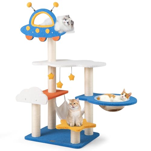 COSTWAY Kratzbaum Klein, Weltraum-Thema, Katzenbaum mit UFO-Plattform, Spielzeug, Sisal-Kratzsäulen, Hängematte & Raumkapsel, Katzenkratzbaum, Katzen Katzenmöbel Kletterbaum, Blau (58 x 45 x 124 cm) COSTWAY Kratzbaum Klein, Weltraum-Thema, Katzenbaum mit UFO-Plattform, Spielzeug, Sisal-Kratzsäulen, Hängematte & Raumkapsel, Katzenkratzbaum, Katzen Katzenmöbel Kletterbaum, Blau (58 x 45 x 124 cm) von COSTWAY
