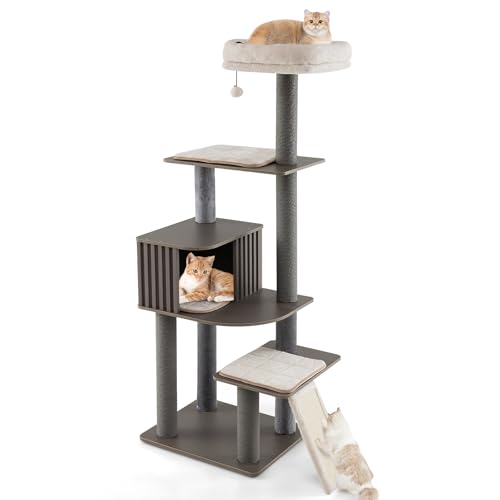 COSTWAY Kratzbaum groß, 171 cm, Katzenbaum mit Plattformen, Katzenhöhle, Sisal-Kratzbrett, Ball & abnehmbaren Matten, Katzenkratzbaum Katze, Katzenturm Kletterbaum, Grau COSTWAY Kratzbaum groß, 171 cm, Katzenbaum mit Plattformen, Katzenhöhle, Sisal-Kratzbrett, Ball & abnehmbaren Matten, Katzenkratzbaum Katze, Katzenturm Kletterbaum, Grau von COSTWAY