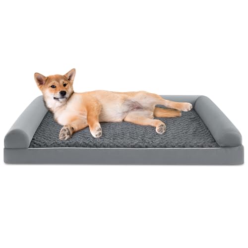 COSTWAY Orthopädisches Hundebett groß, Hundesofa mit Hundekissen, Schaumstoff, Abnehmbarer waschbarer Bezug, erhöhte Ränder, Hundecouch für große & Mittelgroße Hunde, Grau (XL-122 x 89 x 18 cm) COSTWAY Orthopädisches Hundebett groß, Hundesofa mit Hundekissen, Schaumstoff, Abnehmbarer waschbarer Bezug, erhöhte Ränder, Hundecouch für große & Mittelgroße Hunde, Grau (XL-122 x 89 x 18 cm) von COSTWAY