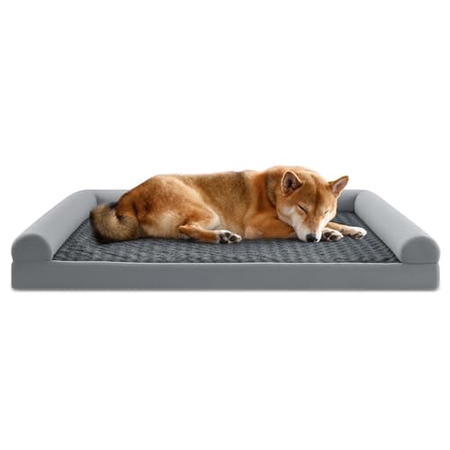 COSTWAY Orthopädisches Hundebett groß, Hundesofa mit Hundekissen, Schaumstoff, Abnehmbarer waschbarer Bezug, erhöhte Ränder, Hundecouch für große & Mittelgroße Hunde, Grau (XXL-135 x 91 x 18 cm) COSTWAY Orthopädisches Hundebett groß, Hundesofa mit Hundekissen, Schaumstoff, Abnehmbarer waschbarer Bezug, erhöhte Ränder, Hundecouch für große & Mittelgroße Hunde, Grau (XXL-135 x 91 x 18 cm) von COSTWAY