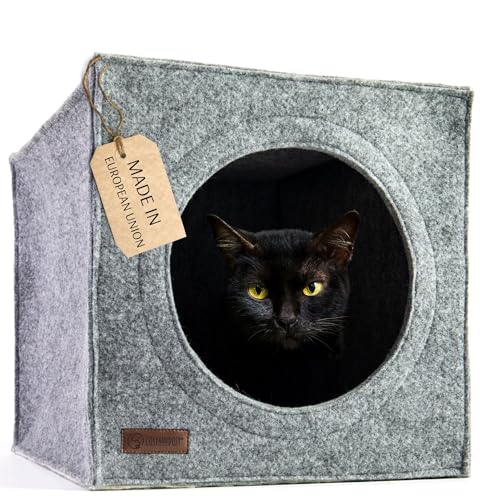 COSY AND DOZY Katzenhöhle Holycube - Katzenhaus Indoor - Katzen Schlafhöhle, Katzenhöhle für Draußen - Waschmaschinenfest - Einsatz Kompatibel mit IKEA Kallax & Expedit von COSY AND DOZY
