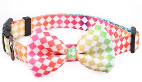 COSYHOMELONDON Gemustertes Hundehalsband mit Fliege, langlebig, verstellbar und bequem Halsband für kleine Hunde, Welpen und Katzen (C, S) von COSYHOMELONDON