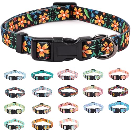 COSYHOMELONDON Hundehalsband für kleine Hunde, niedliches kleines, mittelgroßes, großes Hundehalsband, mit Blumenmustern, weich verstellbar, für Jungen, Mädchen, weiblich, männlich, Welpenhalsband von COSYHOMELONDON