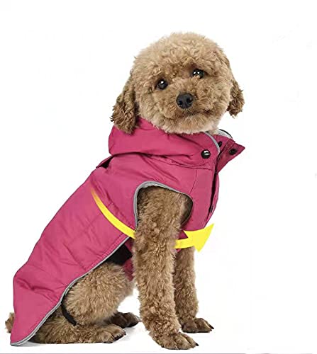 COSYHOMELONDON Hundemantel, warmer Mantel für kleine, mittelgroße Hunde, warme Hundejacke mit Fleecefutter und Kapuzenpullover (XXL-Länge 47 cm, Brustumfang 66 - 80 cm) Rosa) von COSYHOMELONDON