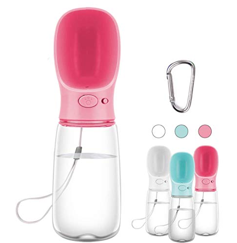 COTOP Tragbare Hund Wasserflasche für Unterwegs, 550ml Haustier Wasserspender Antibakterielle Auslaufsicher Hund Katze Reisen Trinken Flasche Schüssel, Pet Outdoor Trinkbecher (pink) von COTOP