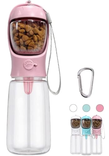 COTOP Tragbare Trinkflasche Hunde für Unterwegs, Hundetrinkflasche 550ml to go, Plastik Wasserflasche Hund mit Futterflasche, Reise Trinknapf für Klein Welpe von COTOP