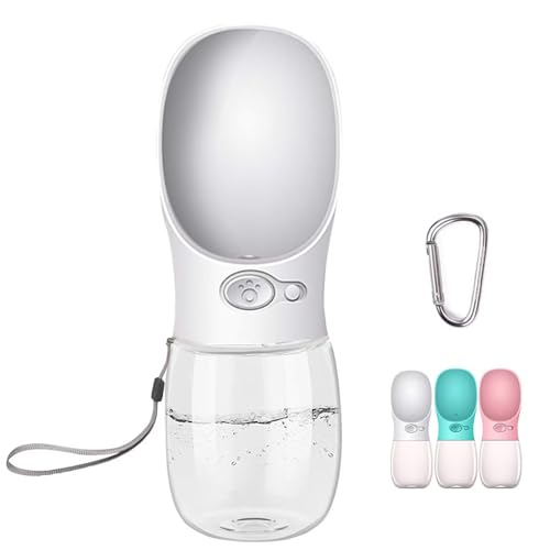 COTOP Hundetrinkflasche für Unterwegs, Tragbare Trinkflasche Hund 350ml, BPA-frei Wasserflasche Hunde to go, Reise Trinknapf für Hunde Klein, Auslaufsicher Wasserspender Pet Outdoor (reinweiß) von COTOP