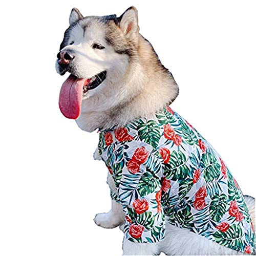 Aloha Hundehemd für große Rassen, Hawaii-Blume, Ananas, M-6XL für große Hunde, Alaska, Hatch (3XL, Hawaii-Hemd) von COUTUDI