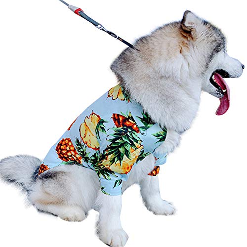 COUTUDI Aloha-Hundehemd für große Rassen, hawaiianische Blume, Ananas-Shirt, M-6XL für große Hunde, Alaska, Schlüpfe (3XL, Ananas-Hawaii-Hemd) von COUTUDI