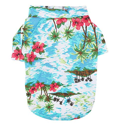 COUTUDI Hawaii-Hunde-Shirt, Aloha-Hunde-Shirt, Sommer-Shirt, cooles Sommer-Hawaii-Stil, Blattblumen-Hemd für kleine Welpen, Hunde, Katzen (S, Blau) von COUTUDI