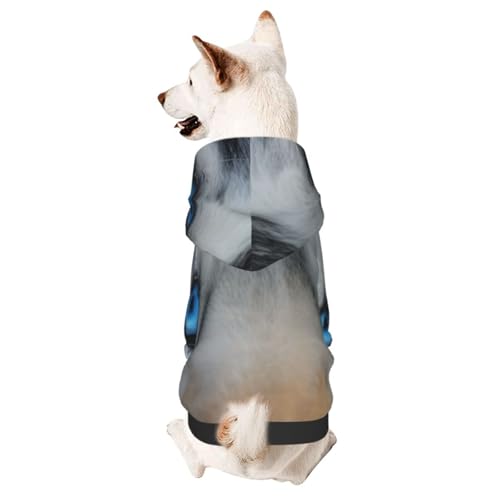 Blue Eyes Wolfsmall Haustier-Kapuzenpullover, niedliches Hunde-Sweatshirt mit Kapuze, Haustierkleidung, geeignet für kleine Hunde von COWMMWOC