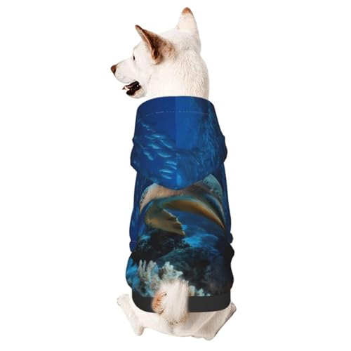 Fishessmall Hunde-Kapuzenpullover mit Meeresschildkröte und Kapuze, geeignet für kleine Hunde von COWMMWOC