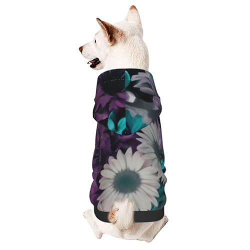 Flowerssmall Haustier-Kapuzenpullover mit Kapuze, geeignet für kleine Hunde, Violett und Blaugrün von COWMMWOC