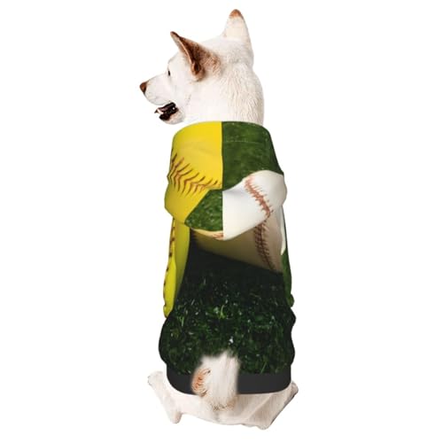 Grass-Baseball-Kapuzenpullover für kleine Hunde, niedliches Hunde-Sweatshirt mit Kapuze, Haustierkleidung, geeignet für kleine Hunde von COWMMWOC