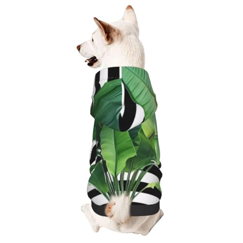 Green Palm Leafsmall Haustier-Kapuzenpullover, niedliches Hunde-Sweatshirt mit Kapuze, Haustierkleidung, geeignet für kleine Hunde von COWMMWOC