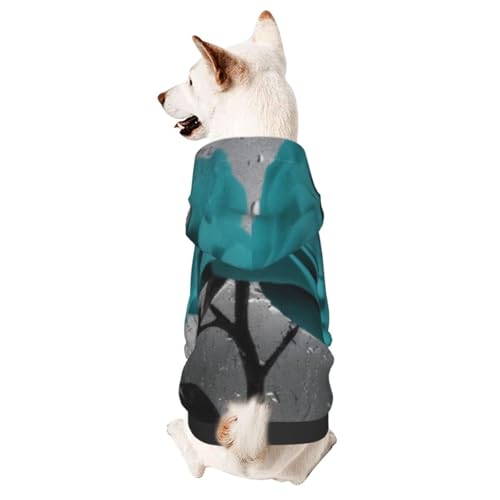 Haustier-Kapuzenpullover mit Kapuze, für kleine Hunde, Blaugrün, Grau von COWMMWOC