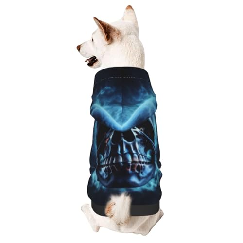 Horror Ghost Skullsmall Haustier-Kapuzenpullover, niedliches Hunde-Sweatshirt mit Kapuze, Haustierkleidung, geeignet für kleine Hunde von COWMMWOC
