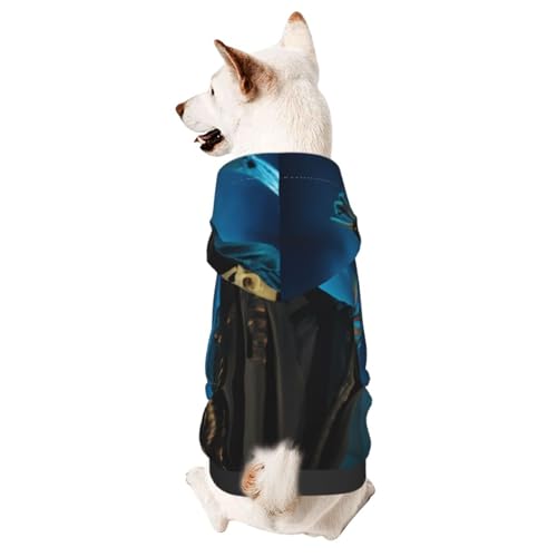 Horror Skullsmall Haustier-Kapuzenpullover, niedliches Hunde-Sweatshirt mit Kapuze, Haustierkleidung, geeignet für kleine Hunde von COWMMWOC