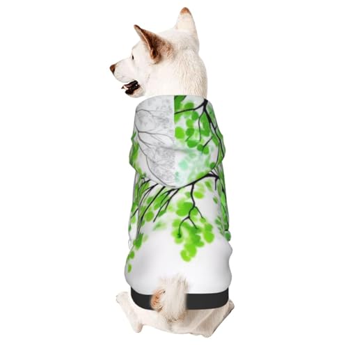 Hunde-Kapuzenpullover mit Blattmuster, Grün und Weiß, für kleine Hunde geeignet von COWMMWOC