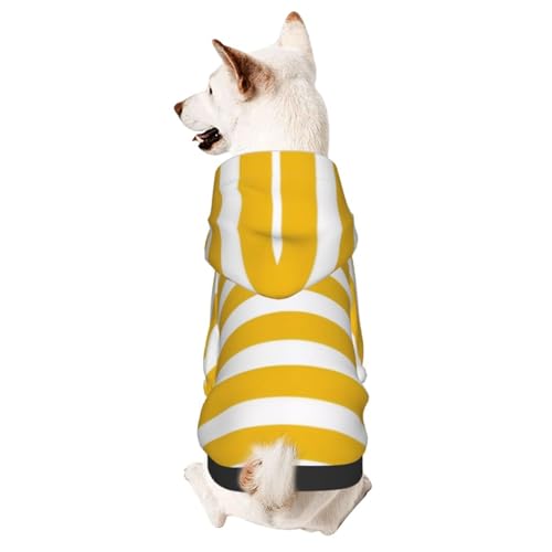 Hunde-Kapuzenpullover mit Kapuze, zitronengelbes Streifenmuster, klein von COWMMWOC