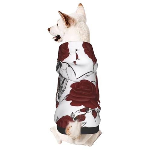 Hunde-Kapuzenpullover mit Totenkopf-Motiv, niedliches Hunde-Sweatshirt mit Kapuze, Haustierkleidung, geeignet für kleine Hunde von COWMMWOC