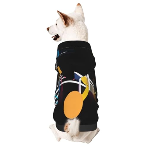 Hunde-Kapuzenpullover mit bunten Musiknoten, niedliches Hunde-Sweatshirt mit Kapuze, Haustierkleidung für kleine Hunde von COWMMWOC