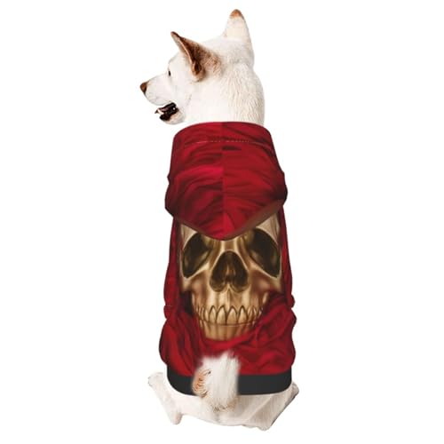 Kapuzenpullover für kleine Hunde, Gothic-Tapete, Totenkopf-Design, niedliches Hunde-Sweatshirt mit Kapuze, Haustierkleidung, geeignet für kleine Hunde, 2 Stück von COWMMWOC