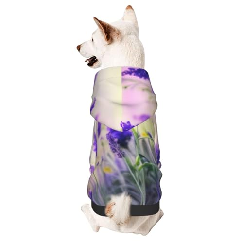 Kapuzenpullover für kleine Hunde, Lavendelblüte, niedliches Hunde-Sweatshirt mit Kapuze, Haustierkleidung, geeignet für kleine Hunde von COWMMWOC