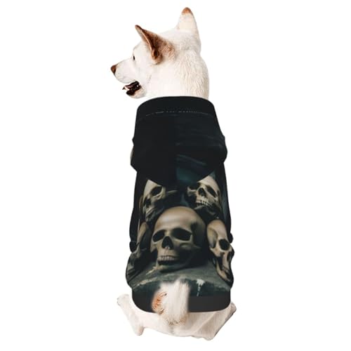 Kapuzenpullover für kleine Hunde, Motiv: Horror-Geisterschädel von COWMMWOC