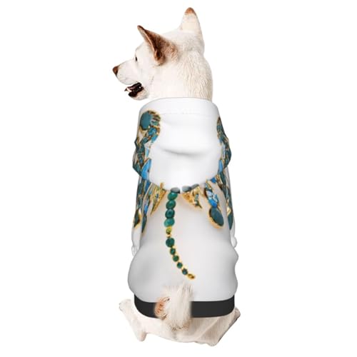 Kapuzenpullover mit Libellen-Aufdruck, niedliches Hunde-Sweatshirt mit Kapuze, Haustierkleidung, geeignet für kleine Hunde von COWMMWOC