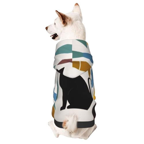 Mid-Century Modern Art Catsmall Haustier-Kapuzenpullover, niedliches Hunde-Sweatshirt mit Kapuze, Haustierkleidung, geeignet für kleine Hunde von COWMMWOC