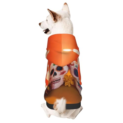 Niedlicher Totenkopf-Kapuzenpullover für Haustiere, niedliches Hunde-Sweatshirt mit Kapuze, Haustierkleidung, geeignet für kleine Hunde von COWMMWOC