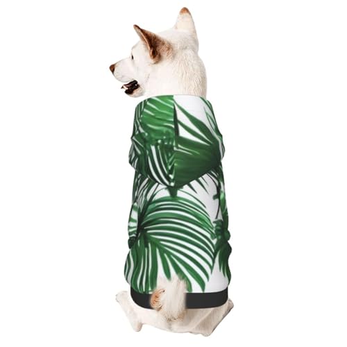 Palm Leafsmall Haustier-Kapuzenpullover, niedliches Hunde-Sweatshirt mit Kapuze, Haustierkleidung, geeignet für kleine Hunde von COWMMWOC