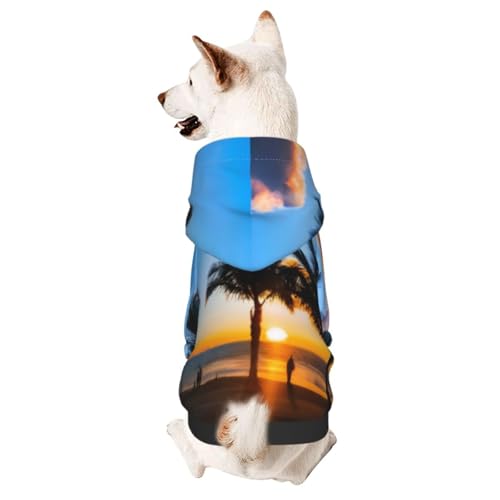 Palm Treesmall Haustier-Kapuzenpullover mit Kapuze, Haustierkleidung, geeignet für kleine Hunde von COWMMWOC