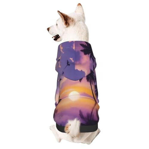 Summer Palm Treesmall Haustier-Kapuzenpullover, niedliches Hunde-Sweatshirt mit Kapuze, Haustierkleidung, geeignet für kleine Hunde von COWMMWOC