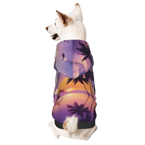 Summer Palm Treesmall Haustier-Kapuzenpullover, niedliches Hunde-Sweatshirt mit Kapuze, Haustierkleidung, geeignet für kleine Hunde von COWMMWOC